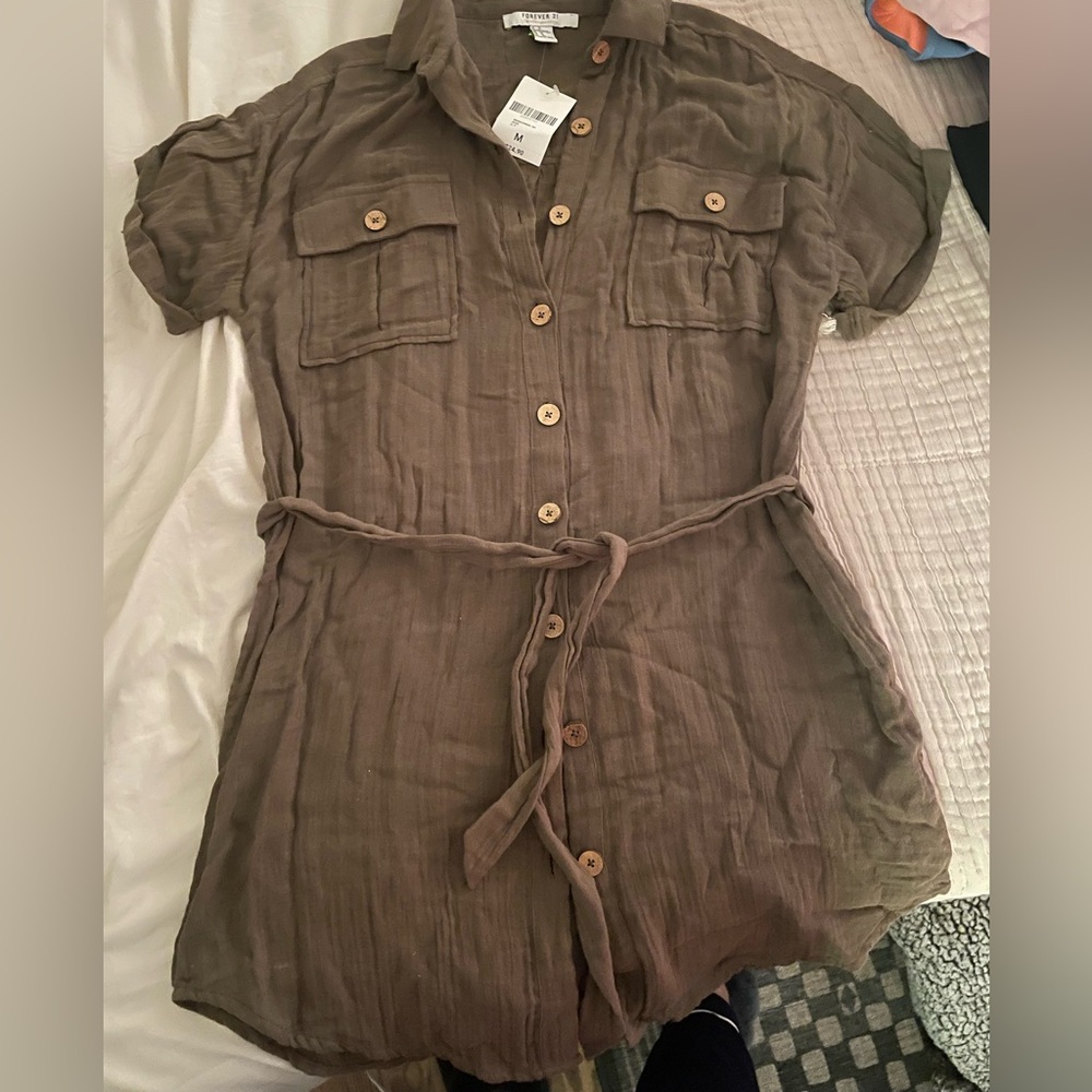 Army green shirt dress